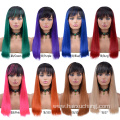 Pre Colored Human Hair Wigs With Bangs Pink Purple Blue Red Grey Green 99J Ombre Color Brazilian Hair Wigs For Black Women